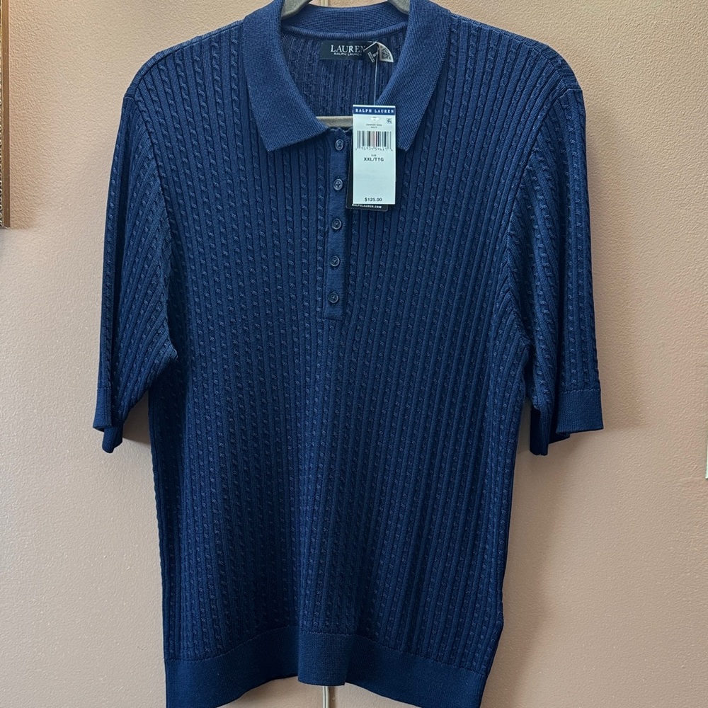 Lauren Ralph Lauren Women’s Textured Blue Polo Shirt